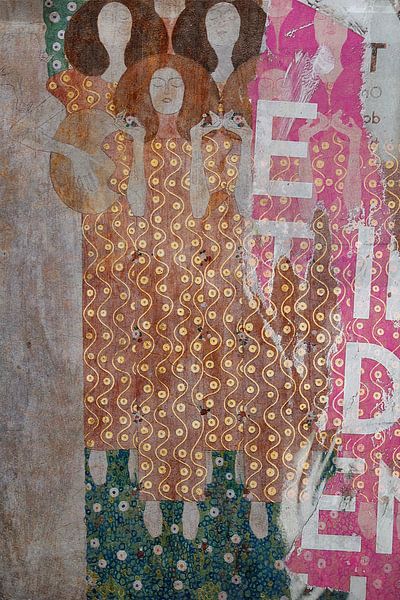 Koor van engelen uit het paradijs van de Beethovenfries, naar het werk van Gustav Klimt