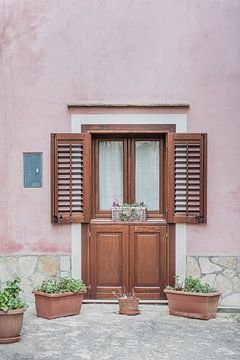 Porte et mur rose en Sicile | Italie
