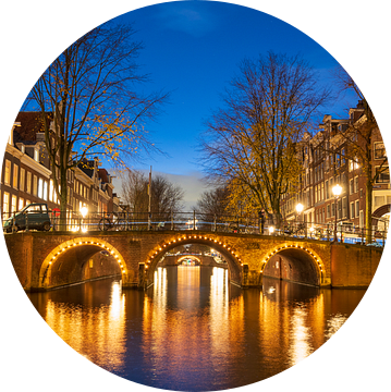 Amsterdam verlichte bruggen aan de Herengracht in de winter van Sjoerd van der Wal Fotografie