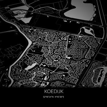 Schwarz-weiße Karte von Koedijk, Nordholland. von Rezona