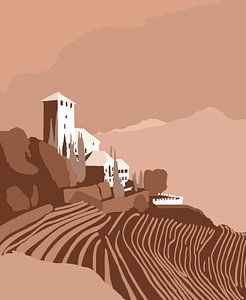 Chateau in Tirol in Sepia-Farben