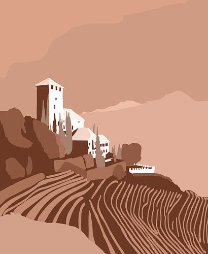 Chateau in Tirol in Sepia-Farben