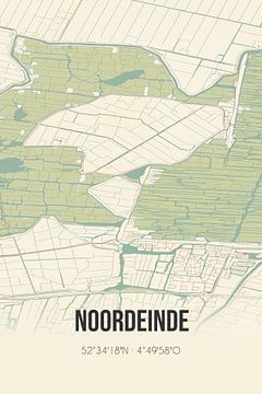 Vintage landkaart van Noordeinde (Noord-Holland) van Rezona