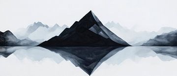 Berg silhouet in de mist van Poster Art Shop