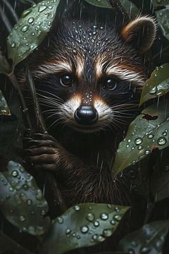 Raccoon in the jungle by haroulita