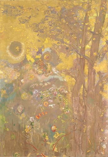 Bomen op een gele achtergrond, Odilon Redon