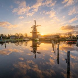 Zonsondergang molen Birdaard van Henk-Jan Hospes