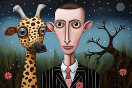 Mann mit Giraffe von Ton Kuijpers