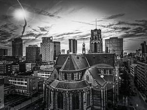 Laurenskerk Rotterdam en noir et blanc