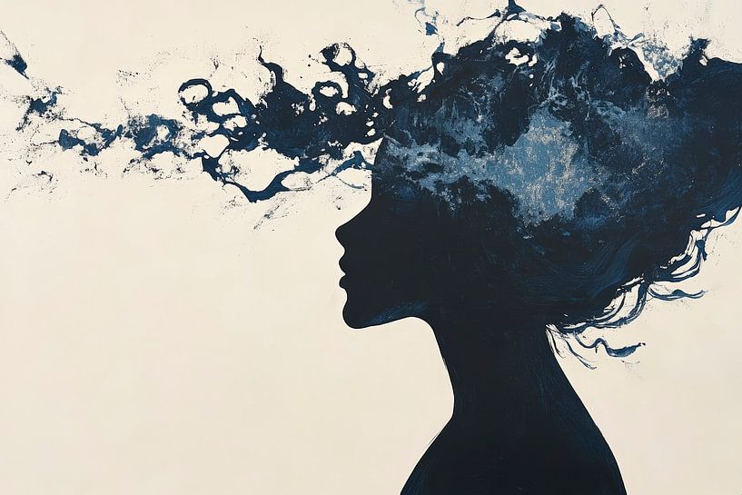 Dromerig silhouet met wolkenhaar van Poster Art Shop