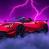 Roter Pagani Huayra Roadster - Smokey, Neon Magenta, Lightning von MIROKKU