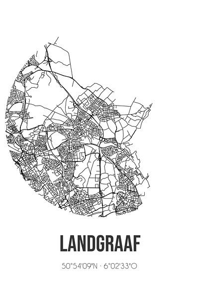 Landgraaf (Limburg) | Map | Black and white by Prints of Place