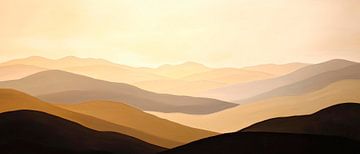 Glooiende heuvels in het ochtendlicht van Poster Art Shop