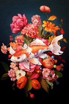 a Koi Carp Still Life II by Marja van den Hurk