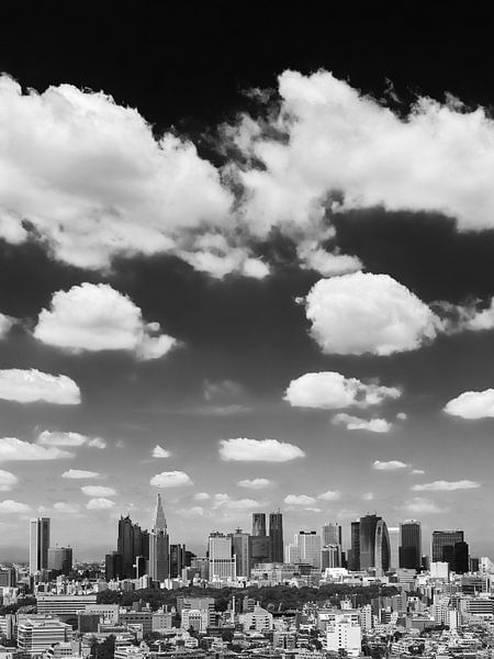 TOKYO 08 - Die Skyline von Shinjuku in Schwarz-Weiß von Tom Uhlenberg