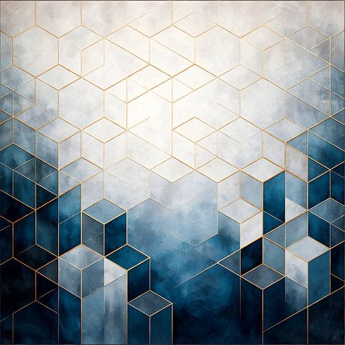 Geometrische diepte in koele tinten