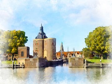 View of the Drommedaris in Enkhuizen, North Holland. by Danny de Klerk