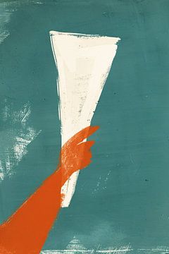 Abstract Rode Hand met Papier van Imperial Art House