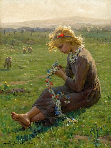 Meisje met een krans van wilde bloemen, Virginie Demont-Breton