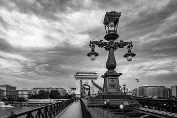 Die Laternen der Kettenbrücke in Budapest von Roland Brack