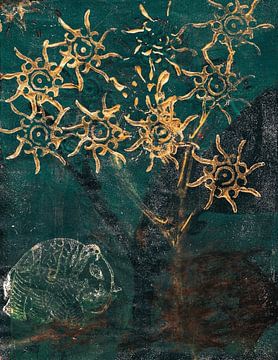 Elephant in the forest. Monoprint ( 2 ) by Ineke de Rijk