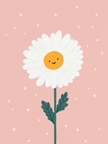 Smiling Daisy among Stars – Scandinavian Nursery Art