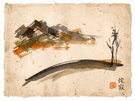 Wabi-Sabi: Japanische Berglandschaft im Vintage-Japandi-Stil von Studio Pieternel