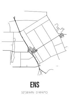 Ens (Flevoland) | Karte | Schwarz und WeißEns (Flevoland) | Karte | Schwarz und Weiß von Rezona