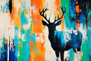Kleurrijk hert in kunststijl van Poster Art Shop
