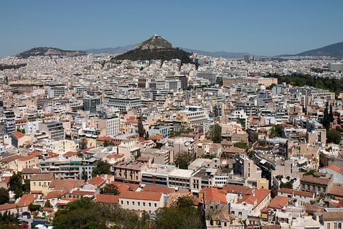 Athene Griekenland, uitzicht op de Lykavittos heuvel vanaf de Akropolis