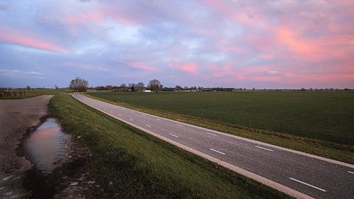 Platteland met Roze Lucht