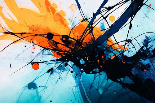 Explosie van kleur in blauw en oranje