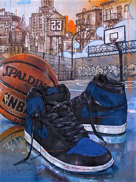 Nike air jordan 1 retro high Royal blue painting. by Jos Hoppenbrouwers