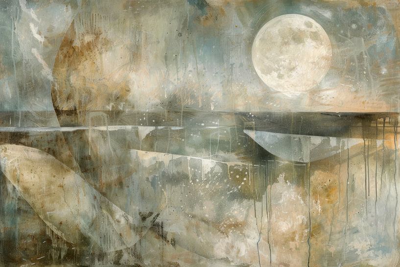 Abstract Moonscape - Earthy Tones Painting by BowiScapes abstract and digital art