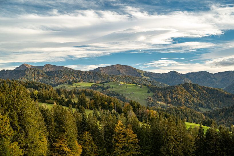 View of the Hochgrat and the Allgäu mountains in autumn by Leo Schindzielorz