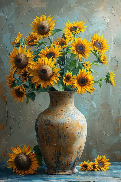 Classic still life with sunflowers in a vase by Poster Art Shop