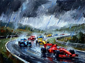 Œuvre d'art représentant une voiture de Formule 1 à Interlagos