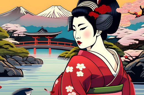 Geisha in het water
