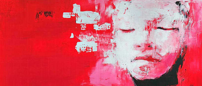 Emotionale Porträtstudie in Rot von Poster Art Shop