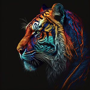 Tigre sur fond noir