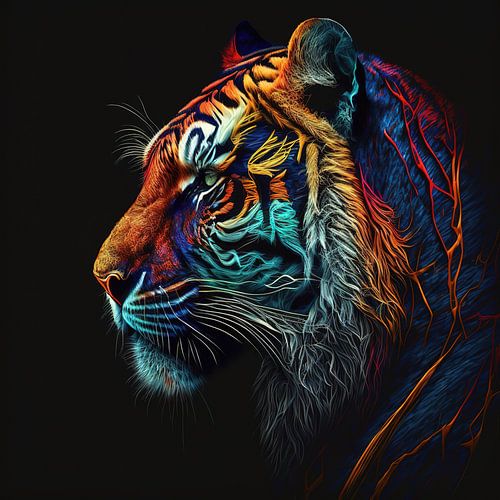 Tijger met zwarte achtergrond