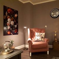 Klantfoto: Stilleven met bloemen in een glazen vaas, Jan Davidsz. de Heem, op hd metal