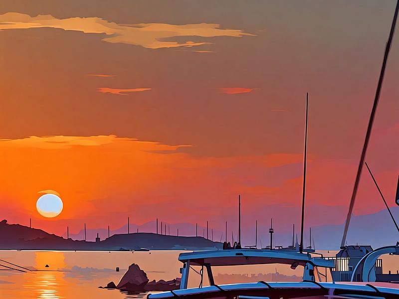 Sunset Harbor in Var Riviera by Sergio Pazzano
