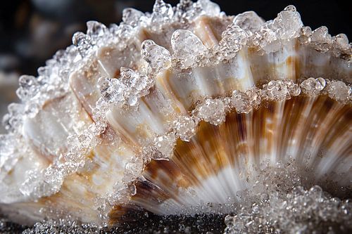 Schelp met glinsterende kristallen