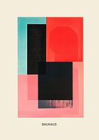 Bauhaus Abstrait Géométrie Rouge Rose Beige
