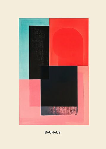 Bauhaus abstracte geometrie rood roos beige