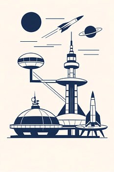 Retro-futuristische Weltraumkolonie