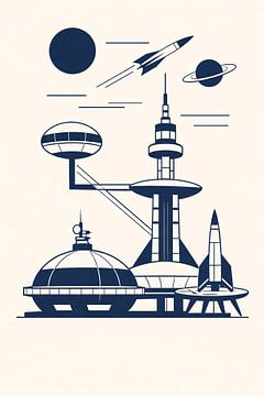 Retro Futuristic Space Colony by irgian firmansyah