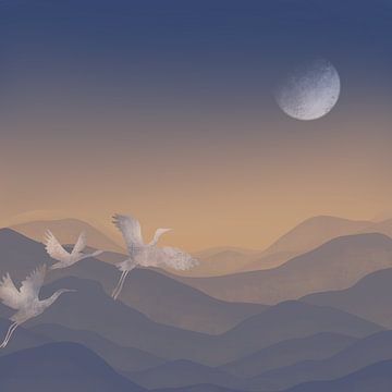 Japanese cranes - The land of the rising sun by Studio Hinte