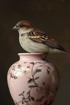 Sparrow on Pink by Bianca ter Riet